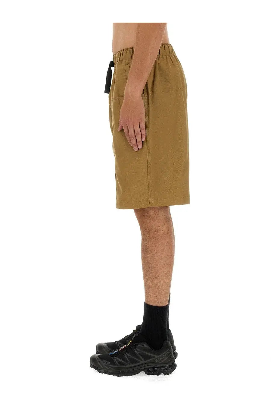 South2 West8 men’s brown cotton bermuda shorts with drawstring waist and side pockets in tan color