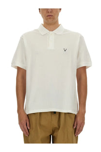 South2 West8 men’s white cotton polo shirt with small black embroidered logo on the left chest