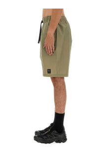 South2 west8 men’s nylon bermuda shorts beige with elastic waistband and black drawstring in lightweight khaki fabric