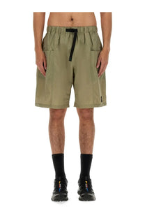 Olive green south2 west8 men’s nylon bermuda shorts with black drawstring waistband and side pockets