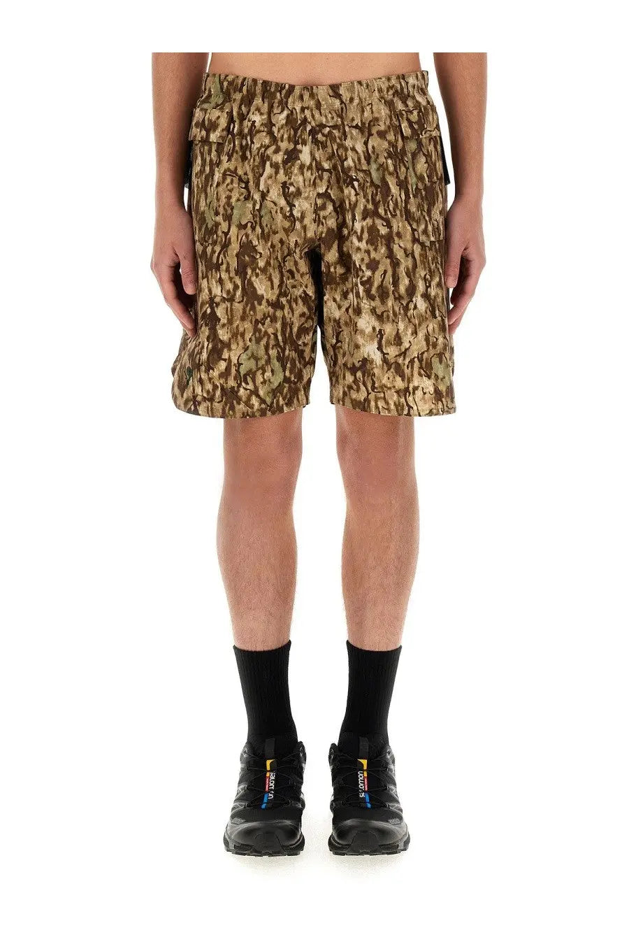 South2 West8 men’s poly stretch bermuda shorts in multicolor camouflage with relaxed fit and subtle textured fabric