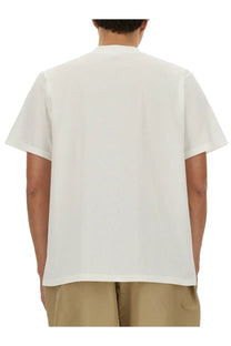 South2 West8 men’s white cotton t-shirt with relaxed fit and subtle ribbed neckline in minimalist style