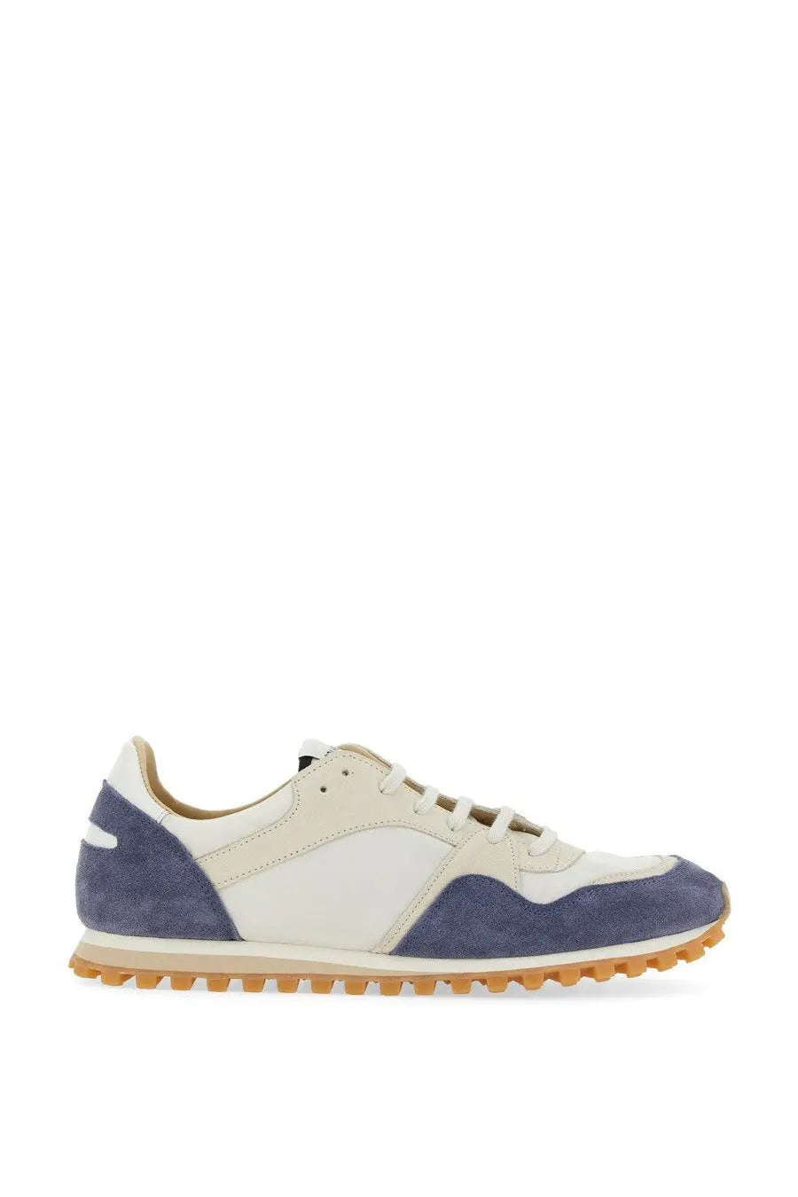 Spalwart men’s marathon trail low sneaker in blue and cream suede with a textured rubber sole