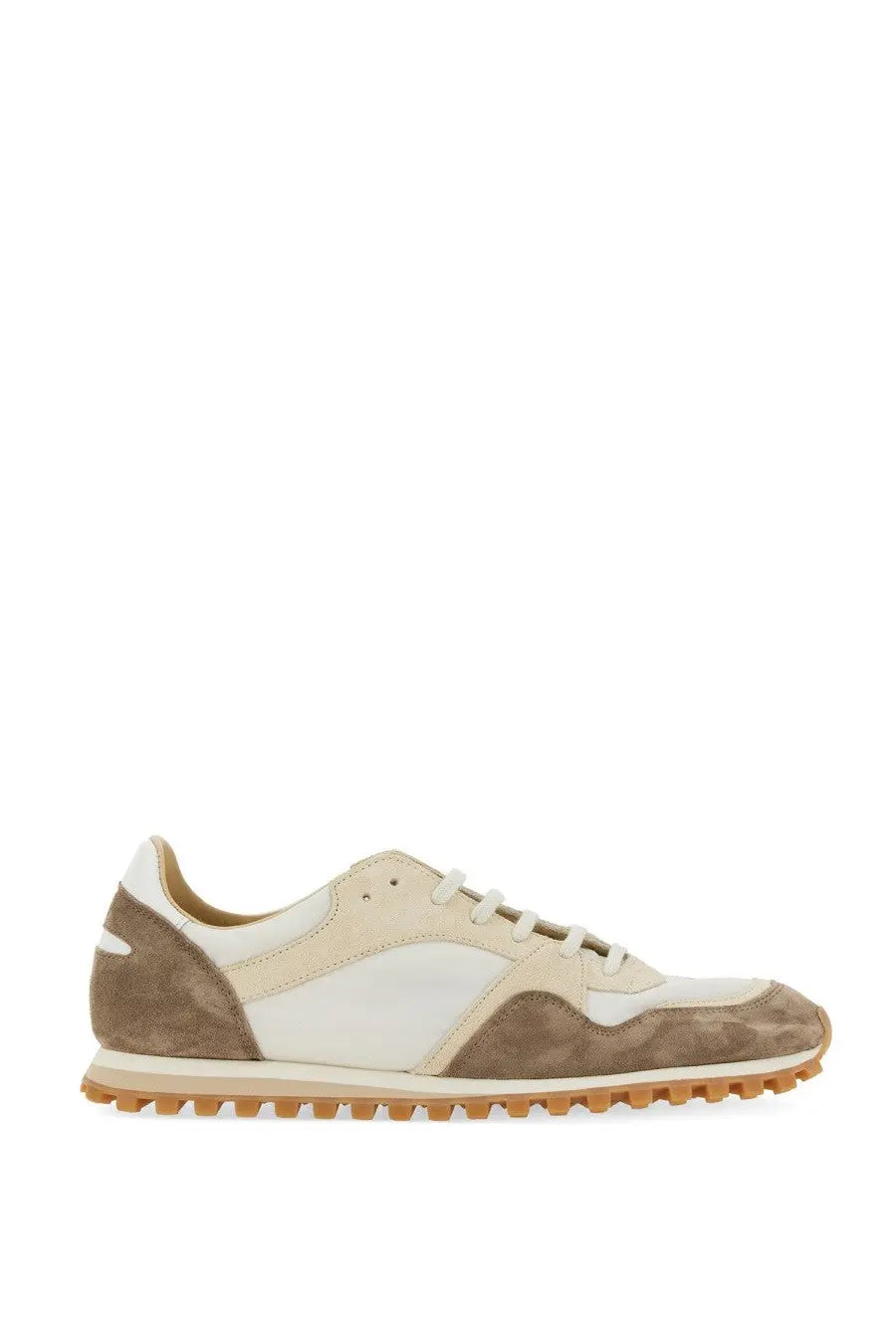 Spalwart men’s marathon trail low sneaker in beige and tan suede and leather with textured rubber sole