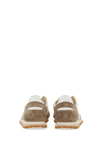 Spalwart men’s marathon trail low sneaker in tan suede and white leather with chunky rubber sole