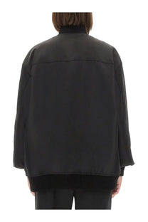 Sportmax women’s bomber agape black satin jacket with ribbed cuffs and hem for a sleek sporty look