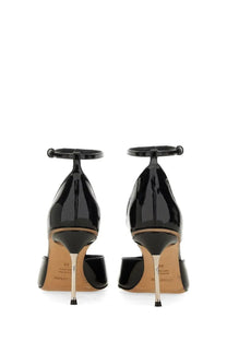 Sportmax women’s mary jane pumps nice black patent leather sandals with glossy finish and gold-toned stiletto heels