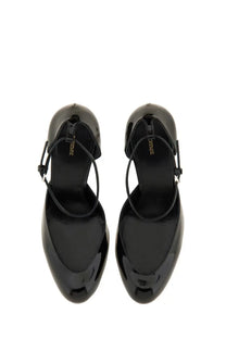 Sportmax women’s mary jane pumps in black patent leather with a glossy finish and ankle strap