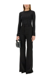 Sportmax women’s negus top black mini handbag with black polka-dot pattern and decorative tassels