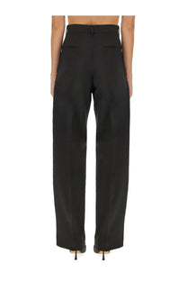 Sportmax women’s black high-waisted wide-leg trousers with tailored fit and subtle front pleats Ampezzo1234