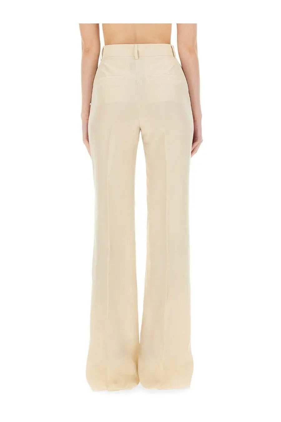 Cream-colored high-waisted wide-leg trousers with a sleek tailored fit sportmax women’s pants hourly beige