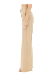 Sportmax women’s beige high-waisted wide-leg trousers with tailored fit and subtle front pleats