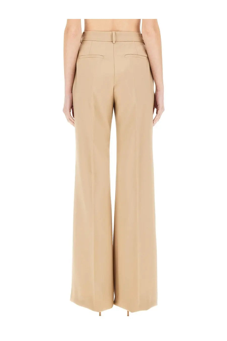 Sportmax women’s oxalis beige wide-leg trousers with tailored fit and two front pockets in soft fabric