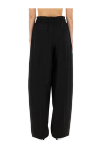 Sportmax women’s pants quito black high-waisted wide-leg trousers with elastic waistband and two front pockets