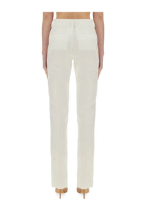 Cream-colored high-rise straight-leg trousers from Sportmax with a clean minimalist design for women