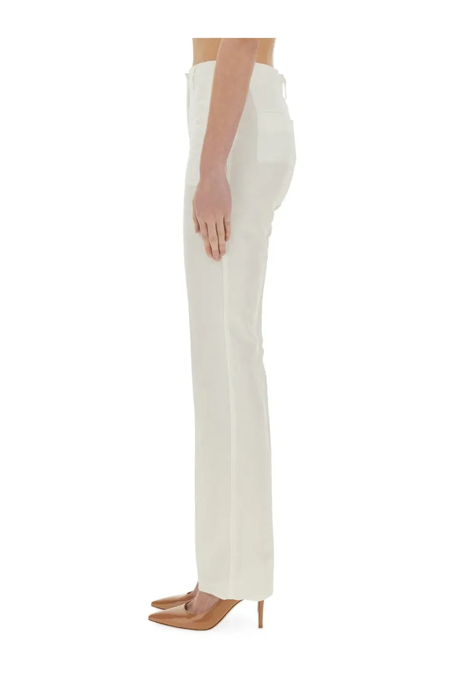 Sportmax women’s raoul white high-rise straight-leg trousers with a clean tailored cut for a polished look
