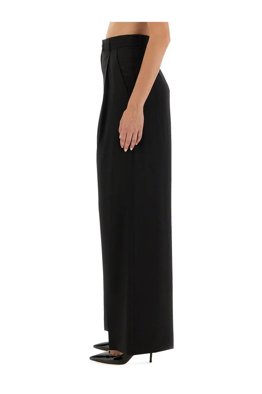Sportmax women’s pants sail black high-waisted wide-leg trousers with a sleek tailored fit in black fabric