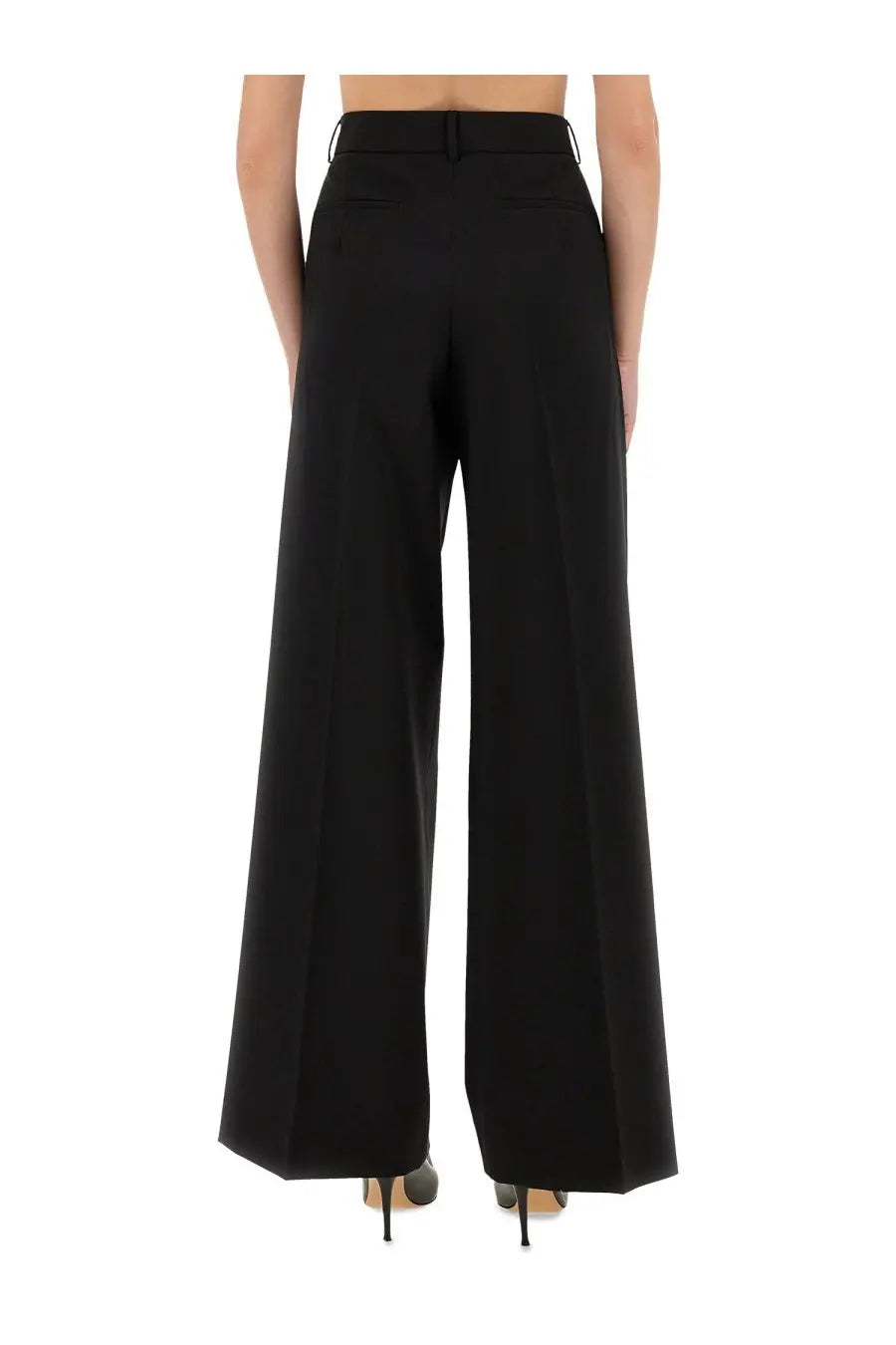 Sportmax women’s pants sail black wide-leg tailored trousers with sleek fit and straight hemline
