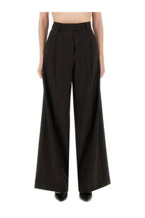 Sportmax women’s sail brown high-waisted trousers with wide-leg tailored design and structured fit
