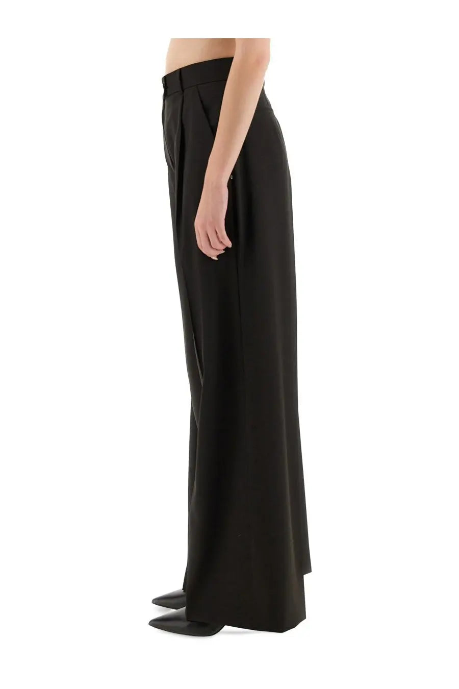 Sportmax women’s sail brown tailored wide-leg trousers with sleek fit and subtle waist pleats