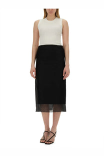 Sportmax women’s black midi skirt with sheer hem overlay elegant lightweight fabric for stylish occasions