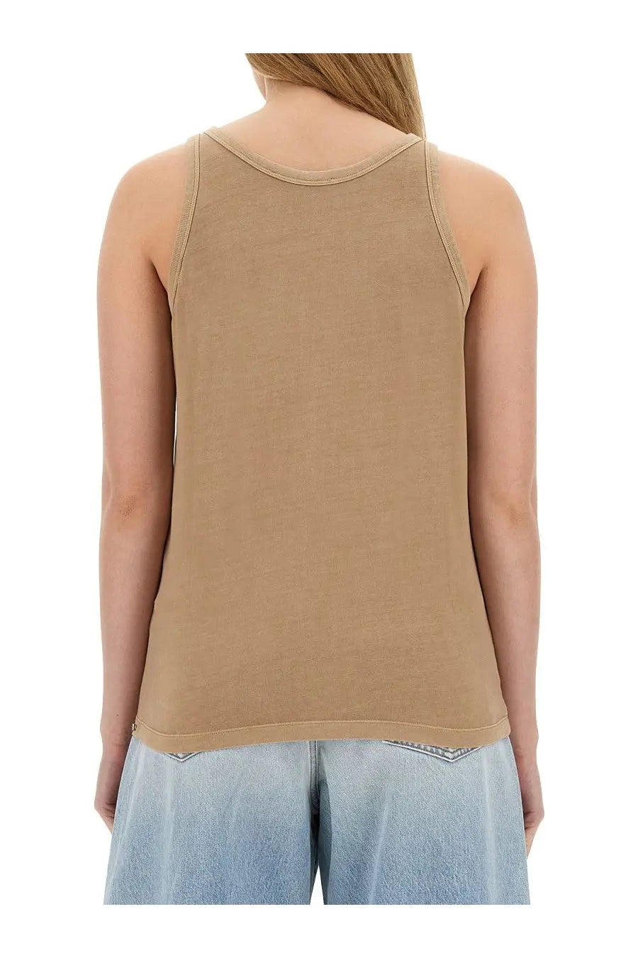 Sportmax women’s beige sleeveless tank top with round neckline and straight hem ideal for casual wear