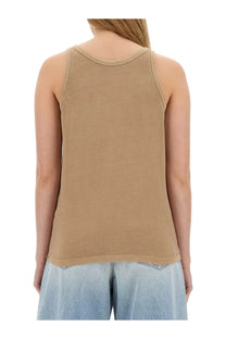 Sportmax women’s beige sleeveless tank top with round neckline and straight hem ideal for casual wear