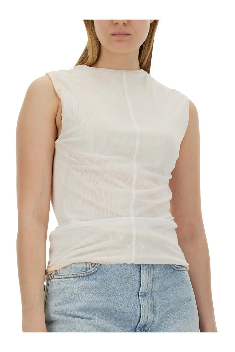 Sportmax women’s sleeveless top eolo white with subtle ribbed texture and minimalist off-white design