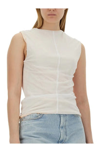 Sportmax women’s sleeveless top eolo white with subtle ribbed texture and minimalist off-white design