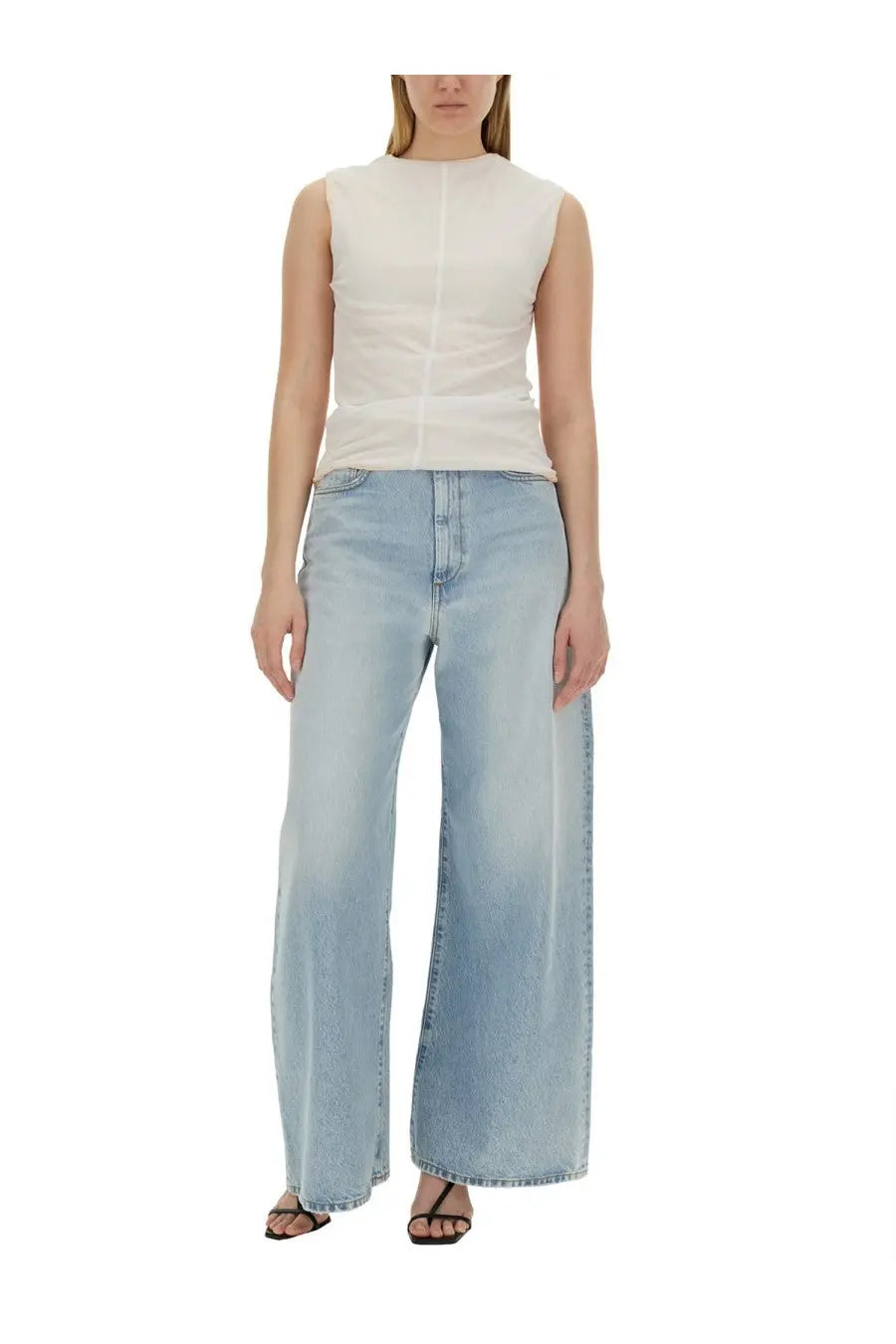 Sportmax women’s white sleeveless top with subtle vertical seam detail ideal for casual and sporty looks