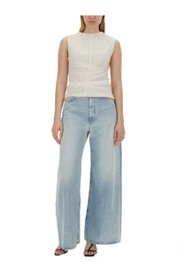 Sportmax women’s white sleeveless top with subtle vertical seam detail ideal for casual and sporty looks
