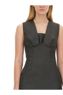 Sportmax women’s top ghisa grey featuring a sleek sleeveless design with structured bodice and wide collar detail