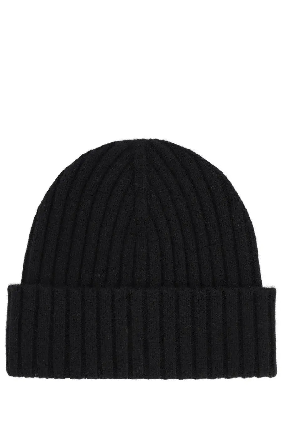 Sporty &amp; Rich unisex black ribbed knit beanie with a folded cuff made of warm fabric for casual wear