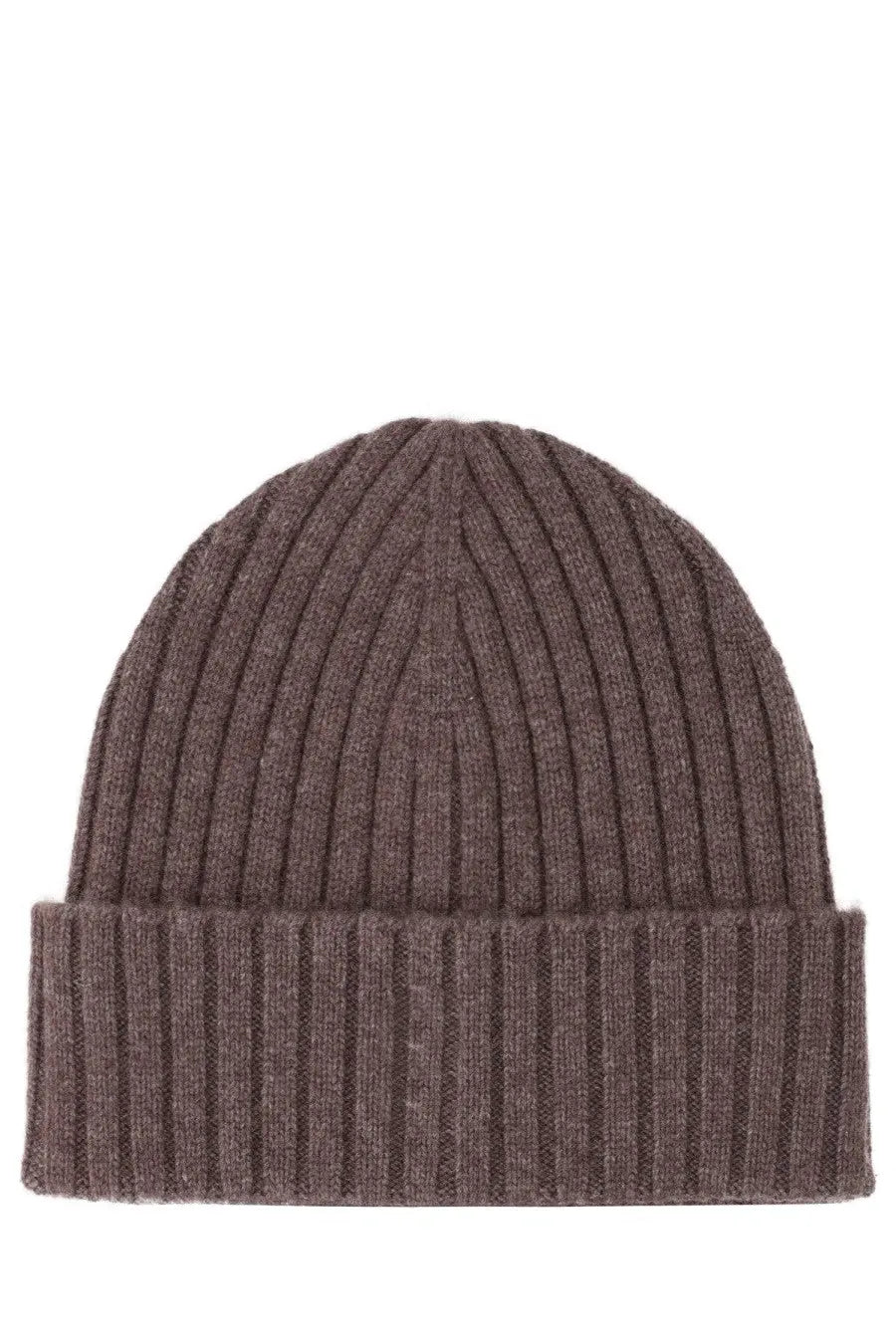 Sporty &amp; Rich unisex ribbed knit beanie in muted brown with a folded cuff made of soft warm material