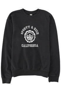Black cotton crewneck sweatshirt with white sporty &amp; rich graphic and los angeles seal design on front