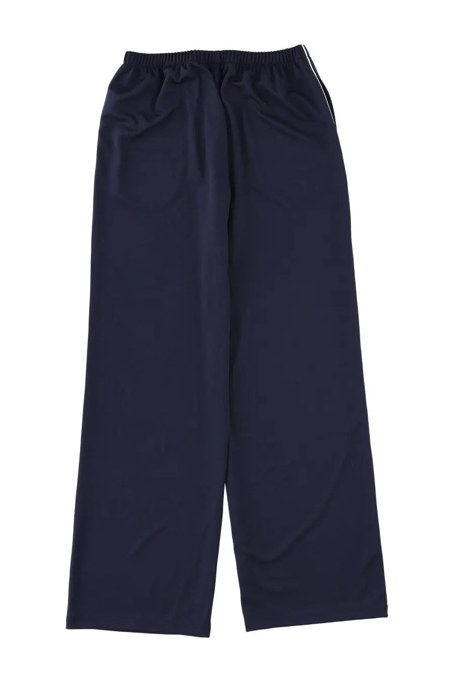 Sporty &amp; rich unisex navy blue athletic pants with elastic waistband and white side stripe for casual wear