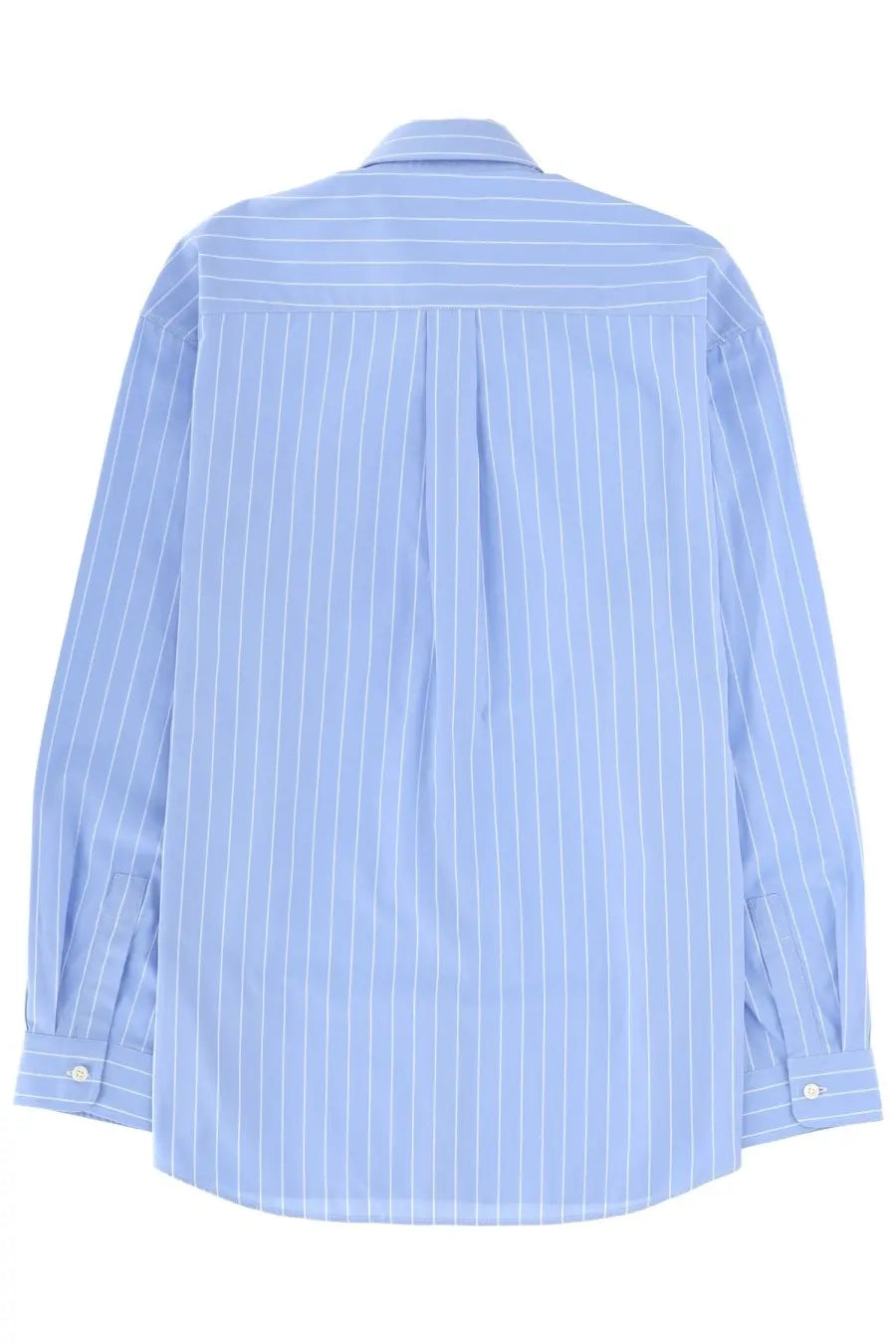 Sporty &amp; rich unisex light blue pinstripe button-down shirt with white vertical stripes and classic collar