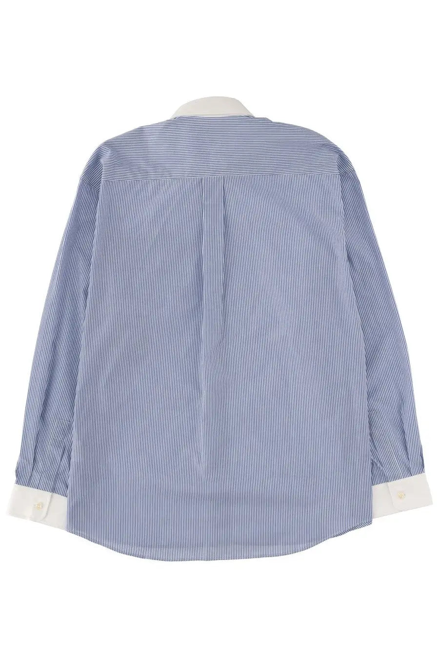 Sporty &amp; rich unisex long-sleeved button-down shirt with blue and white vertical stripes and a crisp collar