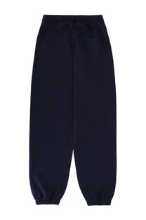 Navy blue cotton Sporty &amp; Rich unisex sweat pants with elastic waistband and cuffs for casual wear