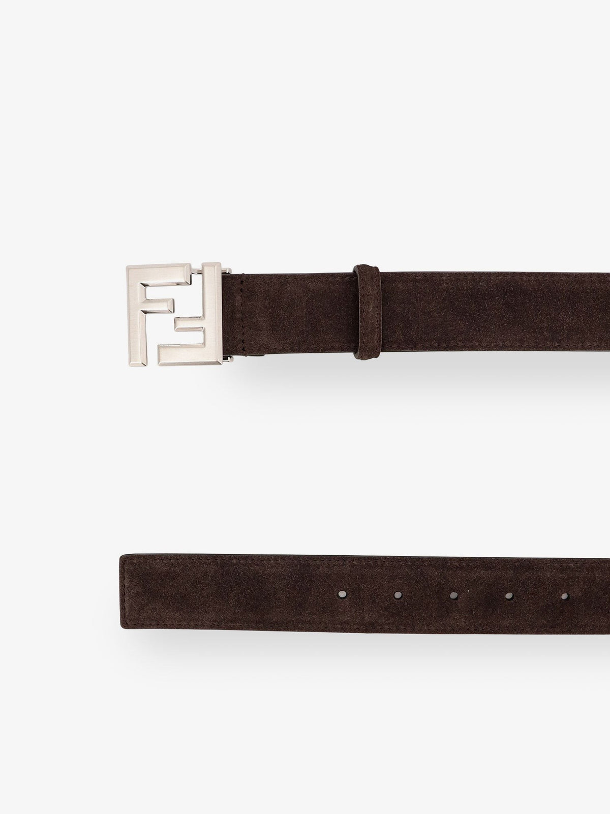 Fendi Men's Squared FF Suede Belt Black