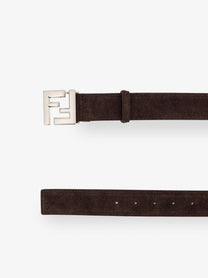 Fendi Men's Squared FF Suede Belt Black