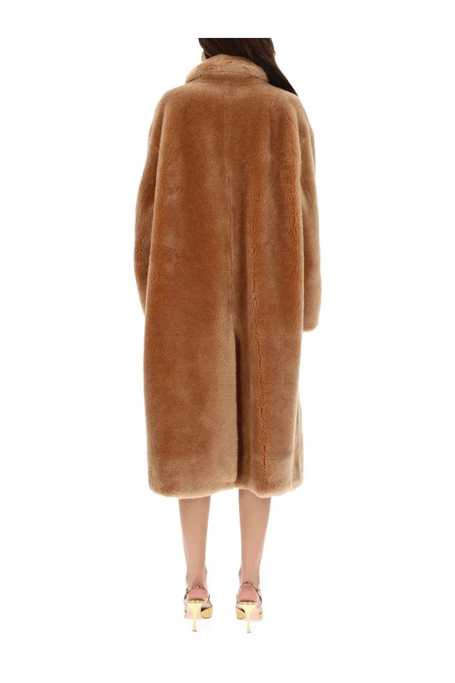 Stand Studio women’s coat Gabriella beige plush tan fur coat with soft luxurious texture and classic collar
