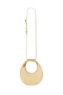 Staud women’s borsa goodnight moon gold crossbody bag in gold-toned leather with sleek minimalist design and adjustable strap