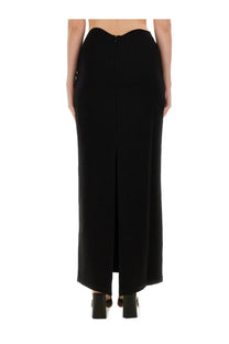 Black staud women’s petunia skirt with high waist wide legs central front slit and smooth tailored fabric