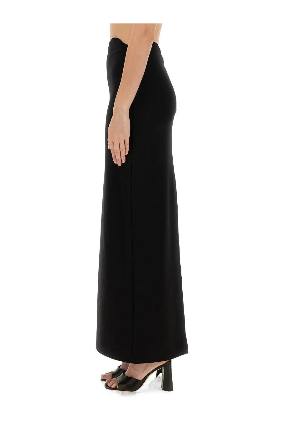 Staud women’s petunia skirt black high-waisted wide-leg trousers with sleek minimalist design made from smooth fabric