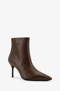 Staud women’s sebastian leather boots brown ankle boots in brown leather with a slender high heel