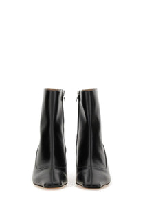 Stella McCartney women’s boot spur black leather ankle boots with sleek minimalist design and pointed toe
