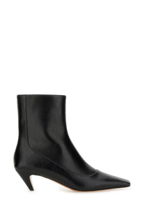 Stella McCartney women’s black leather ankle boot with pointed toe and low kitten heel