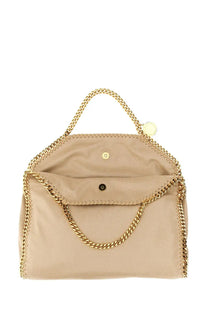 Stella McCartney women’s borsa falabella fold over beige leather handbag with gold-tone chain strap and stitched edges