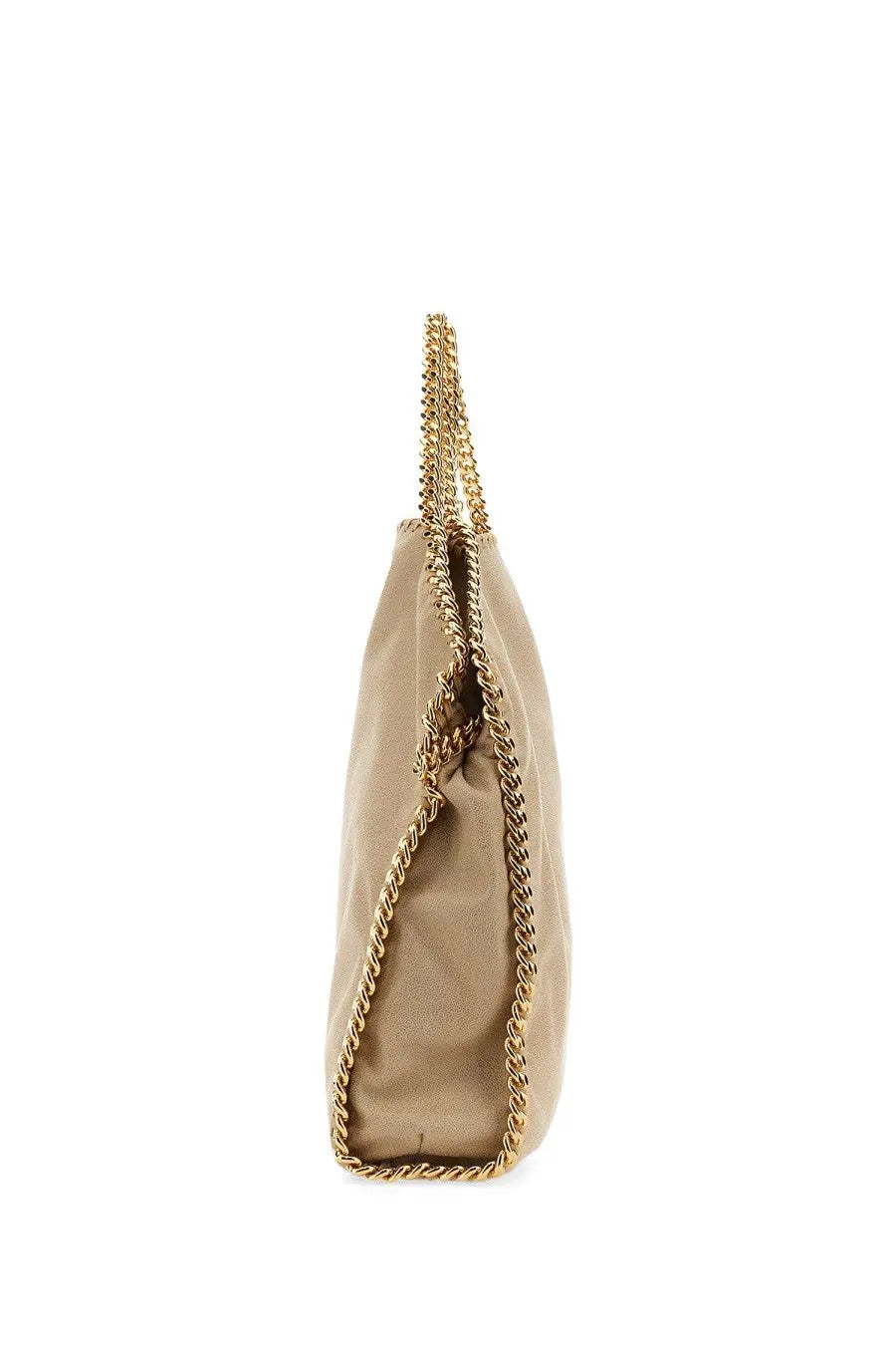 Beige leather tote bag with gold-tone chain handles and trim stella mccartney women’s borsa falabella fold over